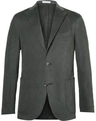 Boglioli Green Slim-fit Brushed Stretch-cotton Twill Suit Jacket