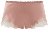 Thumbnail for your product : Carine Gilson Flottant Lace-trimmed Silk-satin Shorts - Dark Pink