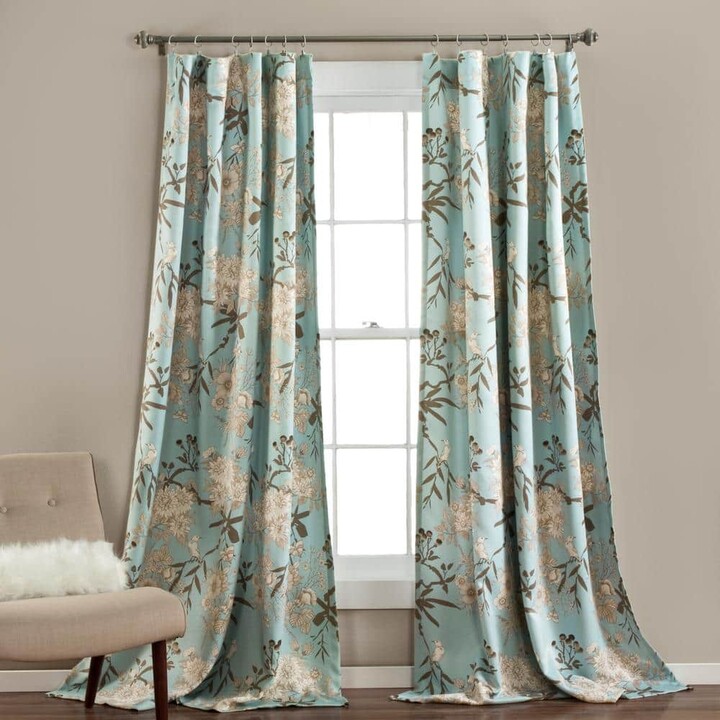 Lush Decor Blue Solid Rod Pocket Room Darkening Curtain - 52 in. W x 84 in. L (Set of 2)