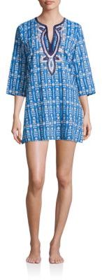Roller Rabbit Handblock-Printed Embroidered Coverup