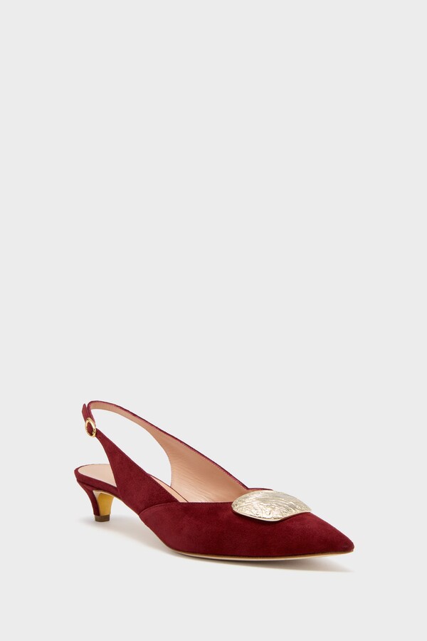 Rupert Sanderson Merlot with Gold Mistly Slingback Heels