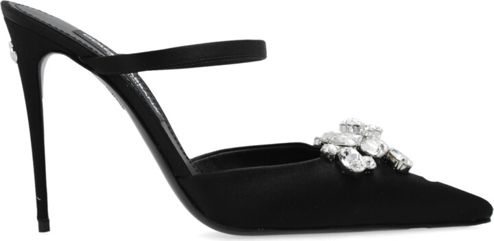 Dolce & Gabbana Satin Mules, , - Black