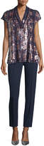 Thumbnail for your product : Escada V-Neck Embellished-Front Blouse, Midnight Blue