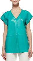 Thumbnail for your product : Lafayette 148 New York Lanai Lamb Leather Short-Sleeve Top