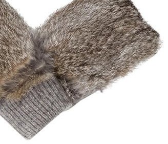 Adrienne Landau Rabbit Fur-Trimmed Fingerless Gloves