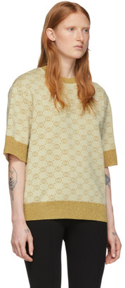 Gucci Beige and Gold Wool Lurex GG Sweater