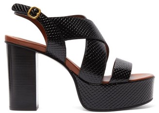 See by Chloe Cross-strap Snake-effect Leather Platform Sandals - Womens - Black