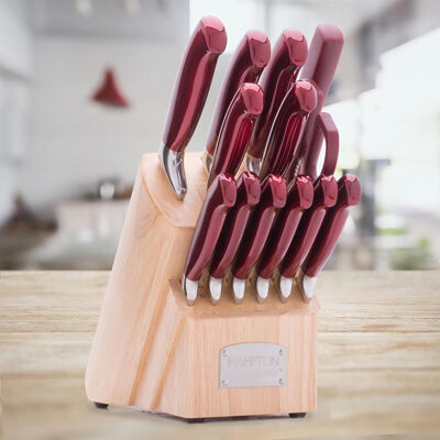 Hampton Forge Argentum Red 14 Piece Knife Block Set