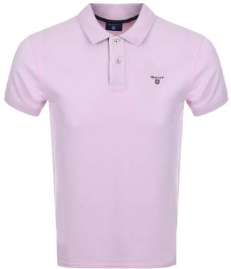 Gant Contrast Collar Rugger Polo T Shirt Pink