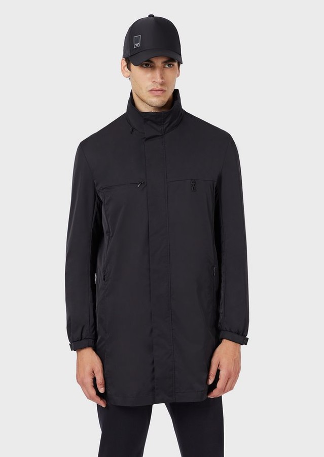 Emporio Armani Travel Essentials Packable Trench Coat In Japanese Technical Twill ShopStyle