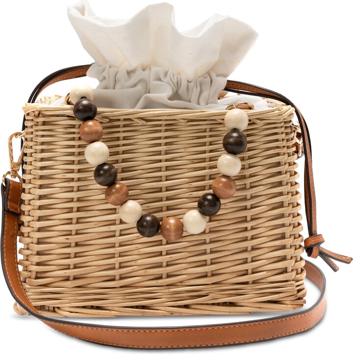 INC International Concepts Straw Basket Small Satchel, Created for Macy ...