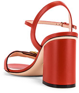 Thumbnail for your product : Gucci Leather Mid Heel Sandals in Bright Pumpkin | FWRD