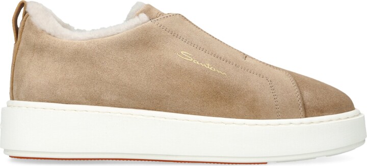 Santoni Suede Victory Slip-On Sneakers