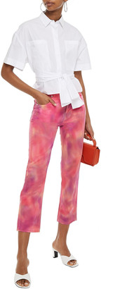 MSGM Cropped Tie-dyed High-rise Straight-leg Jeans