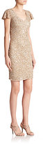 Thumbnail for your product : Theia Flutter-Sleeve Beaded Dress