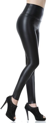 Everbellus Womens High Waisted Faux Leather Leggings Black X-Large