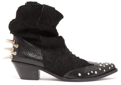 black suede western ankle boots