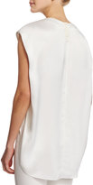 Thumbnail for your product : Adam Lippes Jewel-Neck High-Low Muscle Top, Ivory
