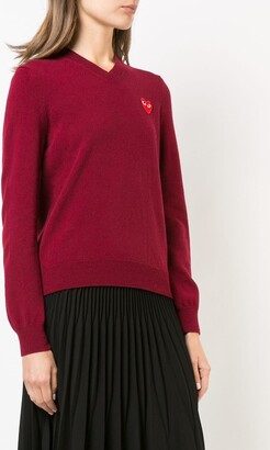 Comme des Garçons PLAY V-Neck Heart Embroidered Sweater