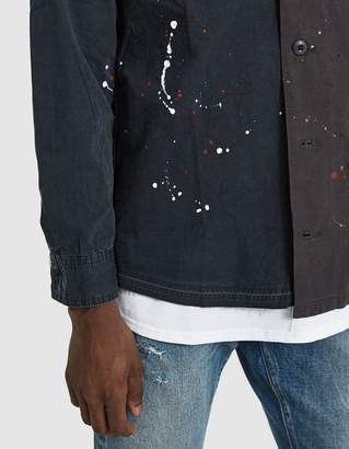 John Elliott Distorted Military Button Up Shirt in Washed Black