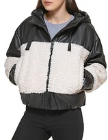 Thumbnail for your product : DKNY Mixed Media Zip Front Coat