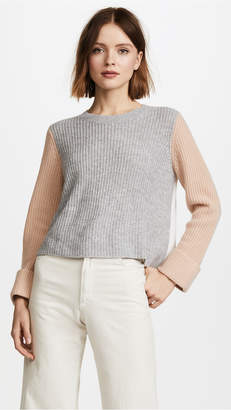 Autumn Cashmere Cuffed Colorblock Cashmere Sweater