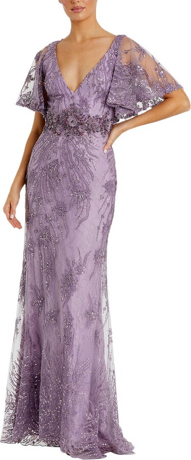 Mac Duggal Flutter Sleeve Gown