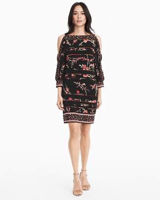 Whbm Split Sleeve Floral Print Knit Shift Dress