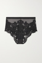 Thumbnail for your product : La Perla Lawinia Rose Leavers Lace And Tulle Briefs - Gray