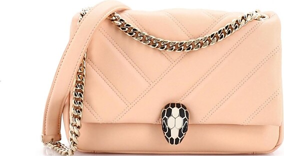 Pre-Owned Bvlgari Small Serpenti Cabochon Shoulder Bag Diagonal Quilted Leather