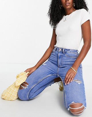 New Look ripped skinny disco jean in blue - ShopStyle