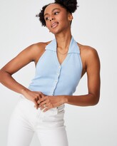 Thumbnail for your product : Cotton On Women's Blue Cropped tops - Polo Halter - Size L at The Iconic