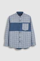 Thumbnail for your product : Next Boys Blue Long Sleeve Spliced Grandad Collar Shirt (3-16yrs)