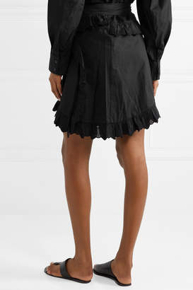 Etoile Isabel Marant Milou Ruffled Broderie Anglaise Cotton Mini Skirt - Black