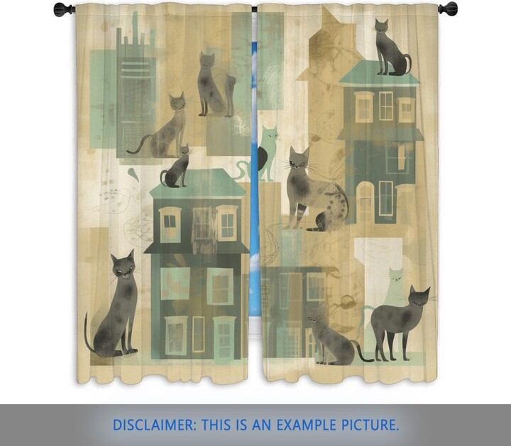 Cat Window Curtain Cats Blackout Curtains Beige Green Black Sheer Animals Custom