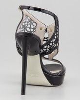 Thumbnail for your product : Jason Wu Ankle-Wrap Lace-Front Platform Sandal, Black