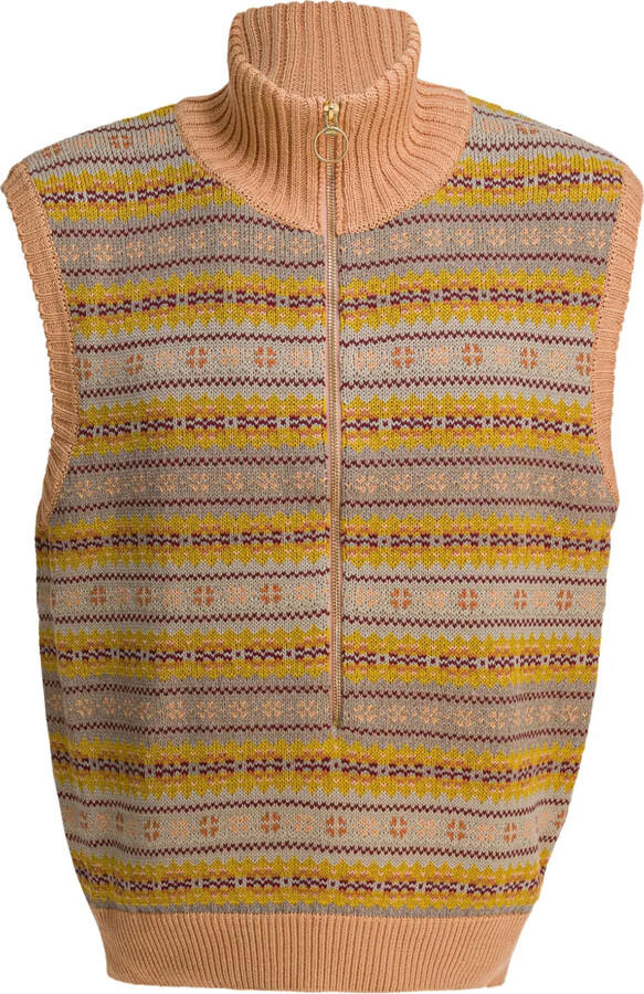 KAPITAL High-Neck Half-Zip Knitted Vest