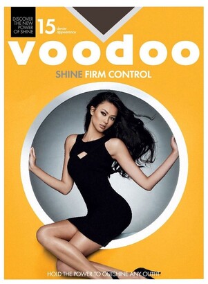 Voodoo Shine Firm Control Sheer 15 Denier Tight Black Nearly Blk