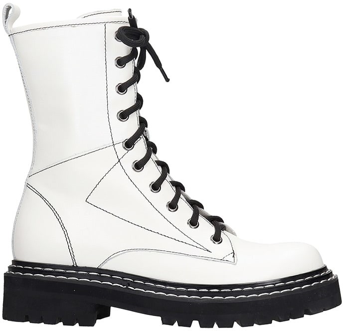 Bibi Lou Combat Boots In White Leather - ShopStyle