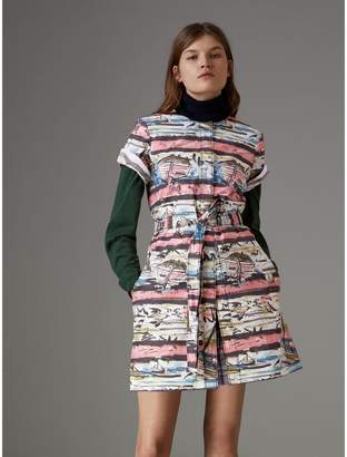 Burberry Short-sleeve Coastal Print Cotton Shirt Dress