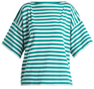 Marni Boat Neck Striped Cotton Top - Womens - Green Stripe