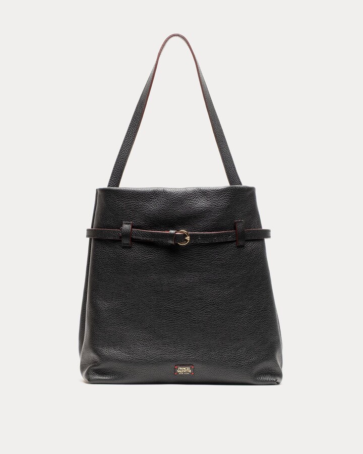Frances Valentine Charlie Shoulder Bag - Tumbled Leather Black