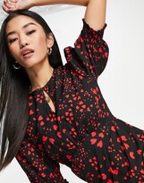 Thumbnail for your product : Influence slit front midi dress in heart print