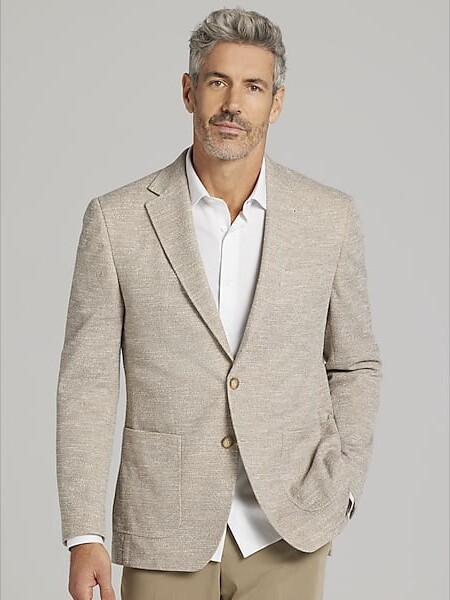 Joseph Abboud Men's Modern Fit Knit Sport Coat Tan Tic