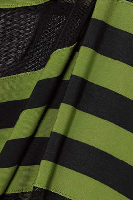 Norma Kamali Striped Stretch-jersey And Mesh Dress - Leaf green