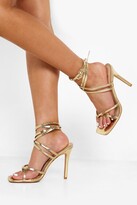 Thumbnail for your product : boohoo Wide Width Snake Toe Post Wrap Up Heel