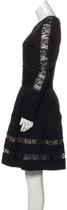 Elie Saab Lace-Trimmed Knee-Length Dress Black Lace-Trimmed Knee-Length Dress