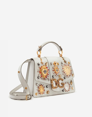 Dolce & Gabbana Amore Bag In Calfskin With Heart Embroidery