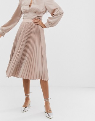 Outrageous Fortune midi pleated skater skirt in mink