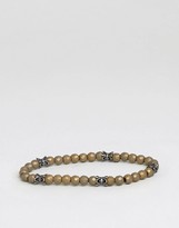 Thumbnail for your product : Seven London Fleur De Lys Beaded Bracelet In Green Exclusive To ASOS